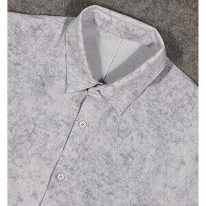 Lululemon Airing Easy Button Up Shirt Men’s L White Grey Marble Long Sleeve